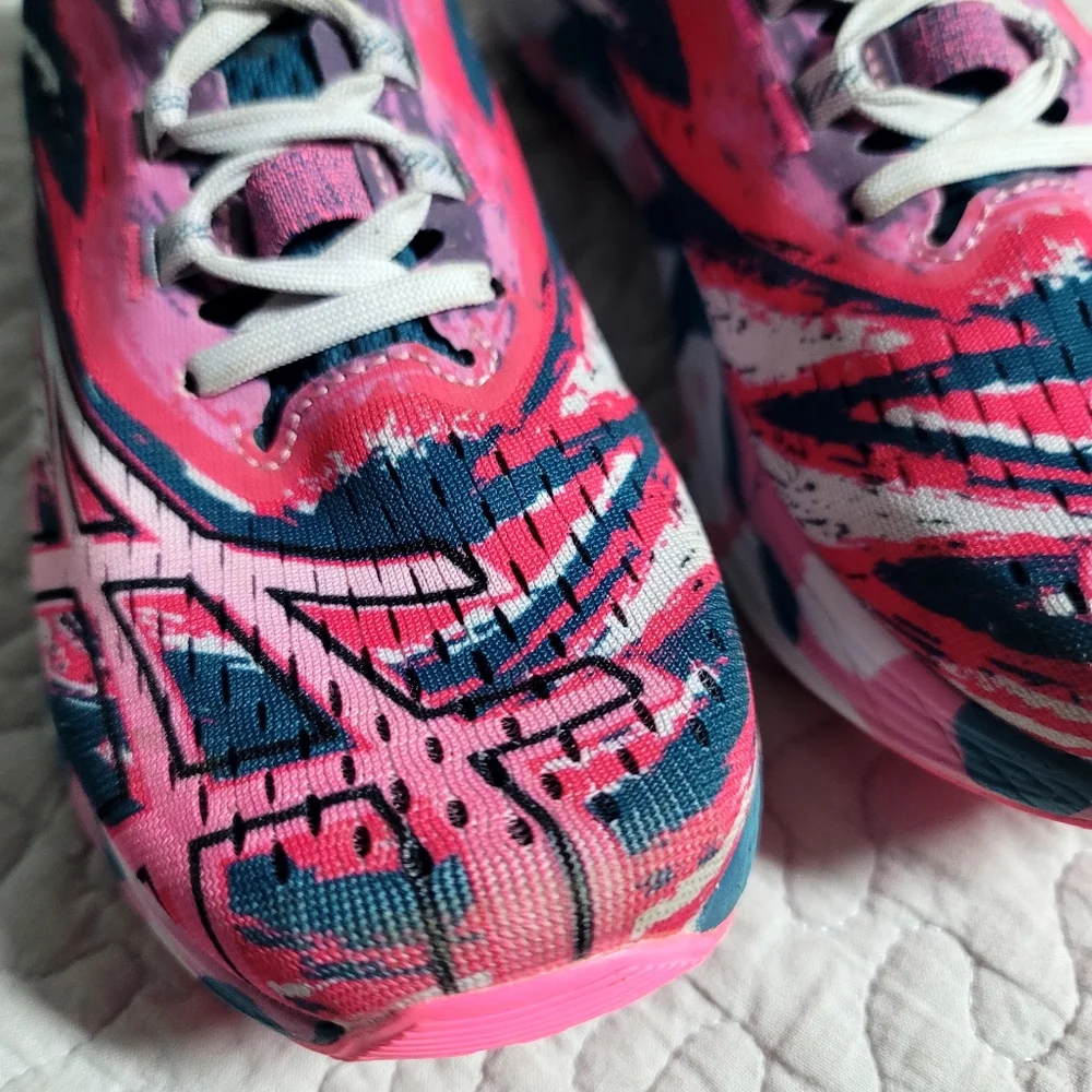 Asics Pink Blue White Racing Running Shoes